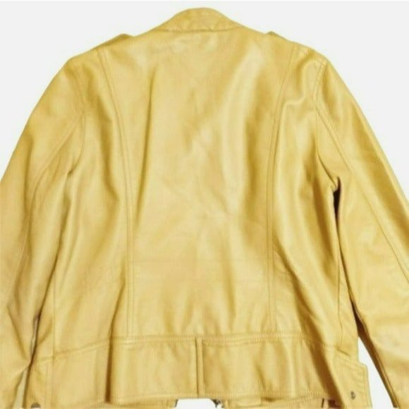 Black Rivet GIII Apparel Women's Large Tan Vegan Leather Motorcycle Jacket - Picture 2 of 12